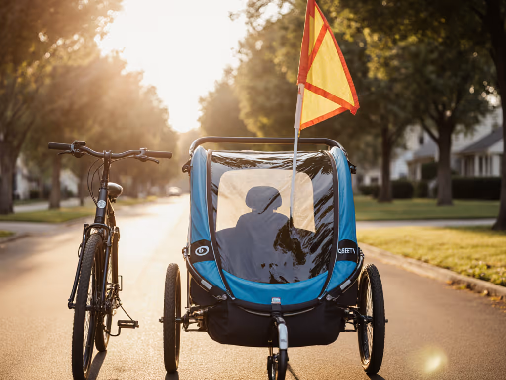 child_bicycle_trailer_with_safety_flag